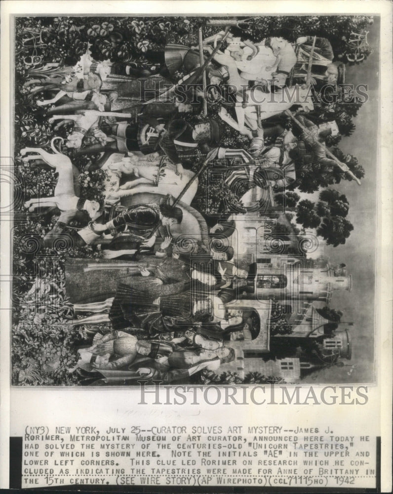 1942 Press Photo Unicorn Tapestries Mystery Curation - RRW42827 - Historic Images