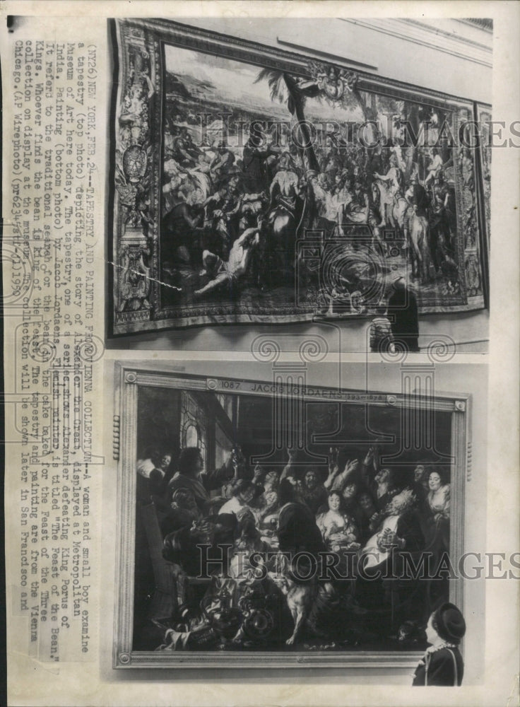 1950 Press Photo Alexander great Vienna Tapestry Woman - RRW42835 - Historic Images