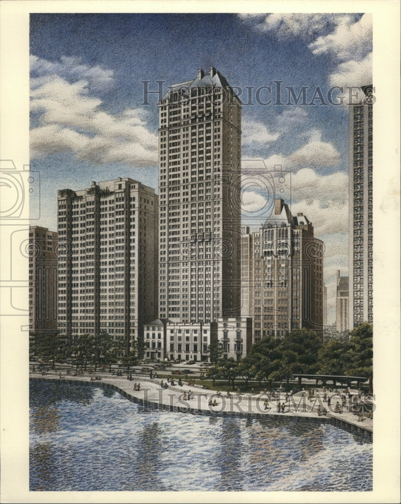 Press Photo North Lake Shore Drive Building River - RRW43095 - Historic Images