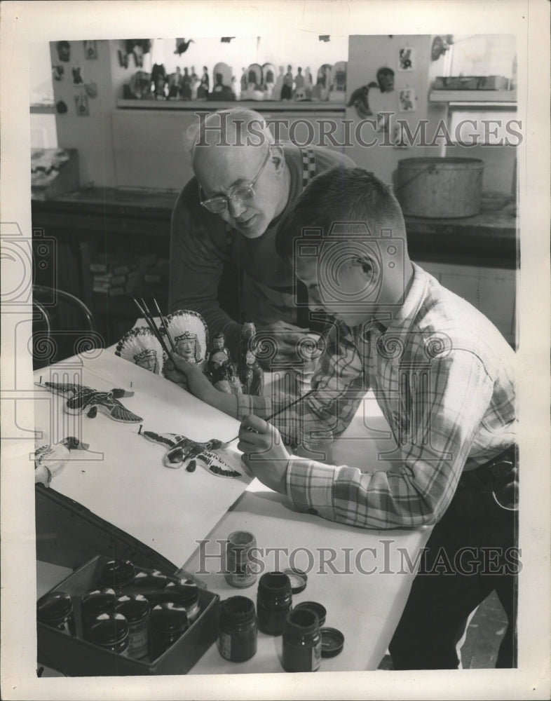 1951 Press Photo Woodworking hobby art things boy club - RRW43325 - Historic Images