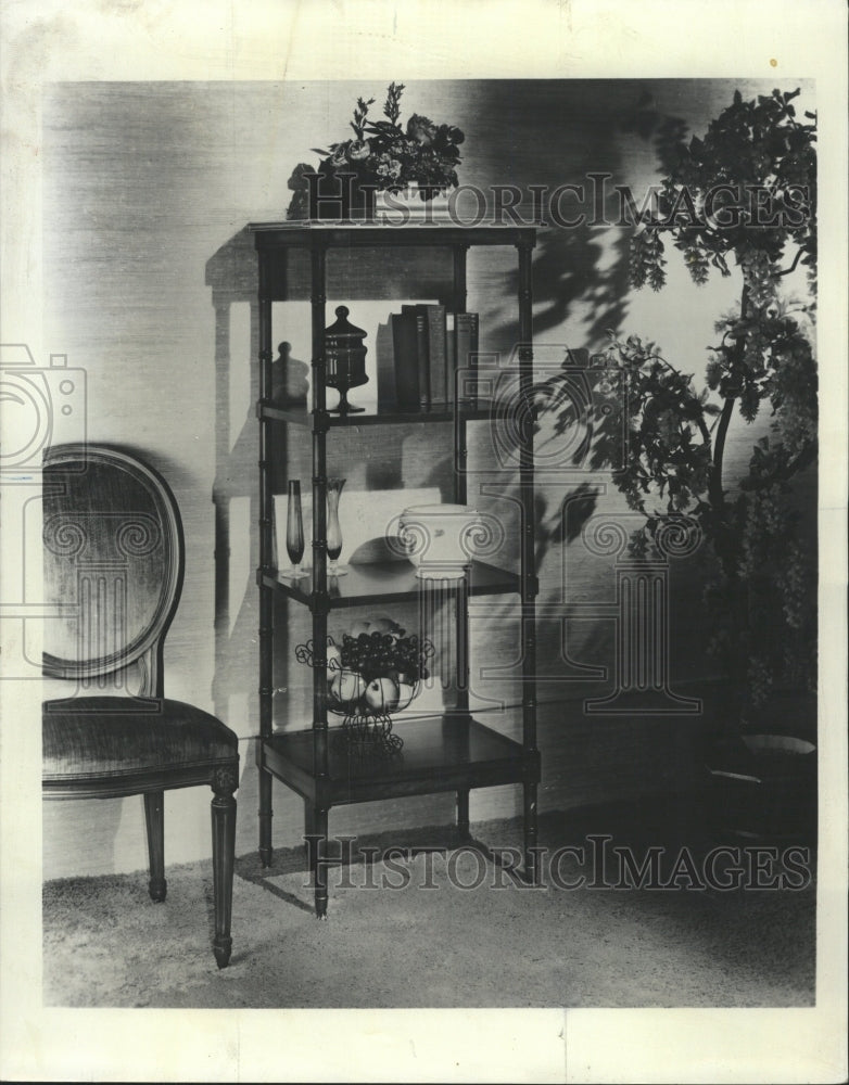 1967 Press Photo Etagere Shelf Mahogany Ciston Casters - RRW43803 - Historic Images