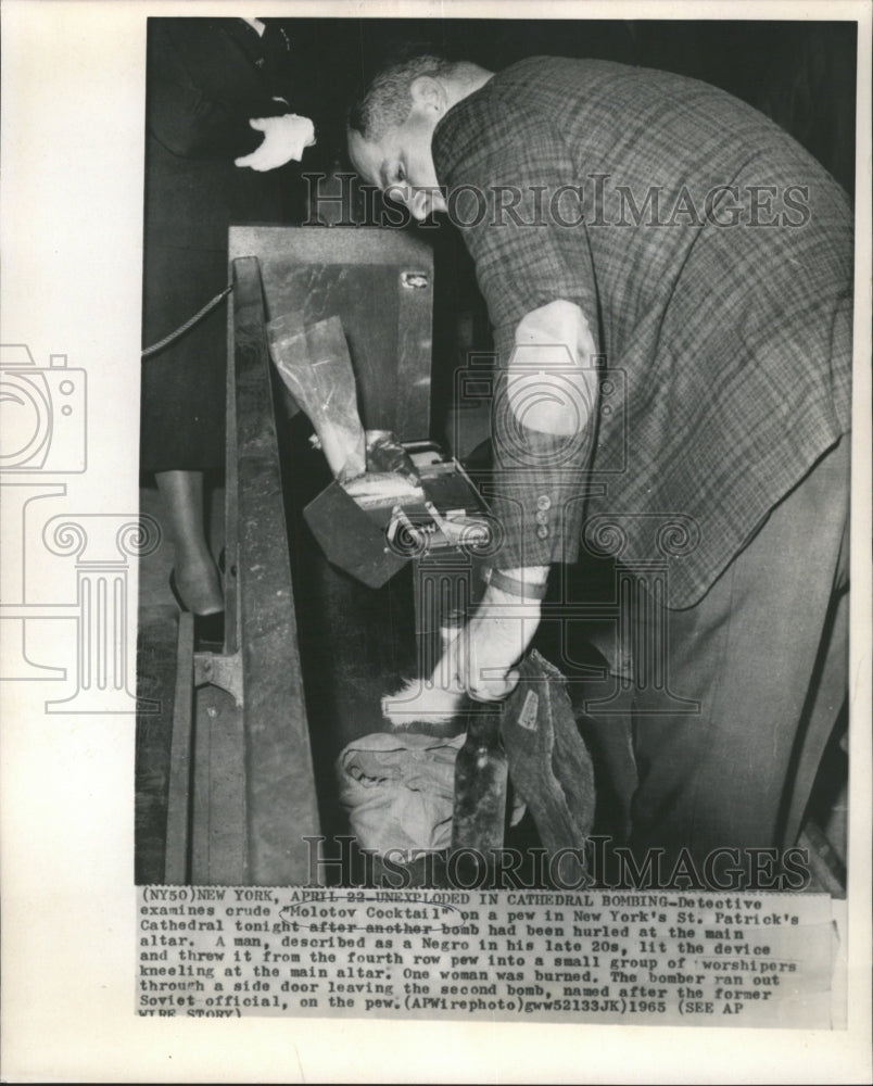 1965 Press Photo Molotov Cocktail St Patricks Cathedral - RRW44087 - Historic Images