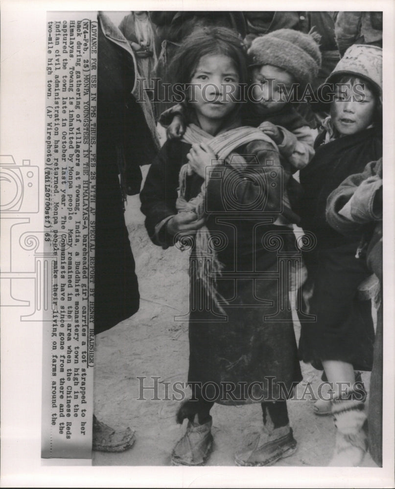 1963 Press Photo Monpa People Towang Himalayan Town - RRW44161 - Historic Images
