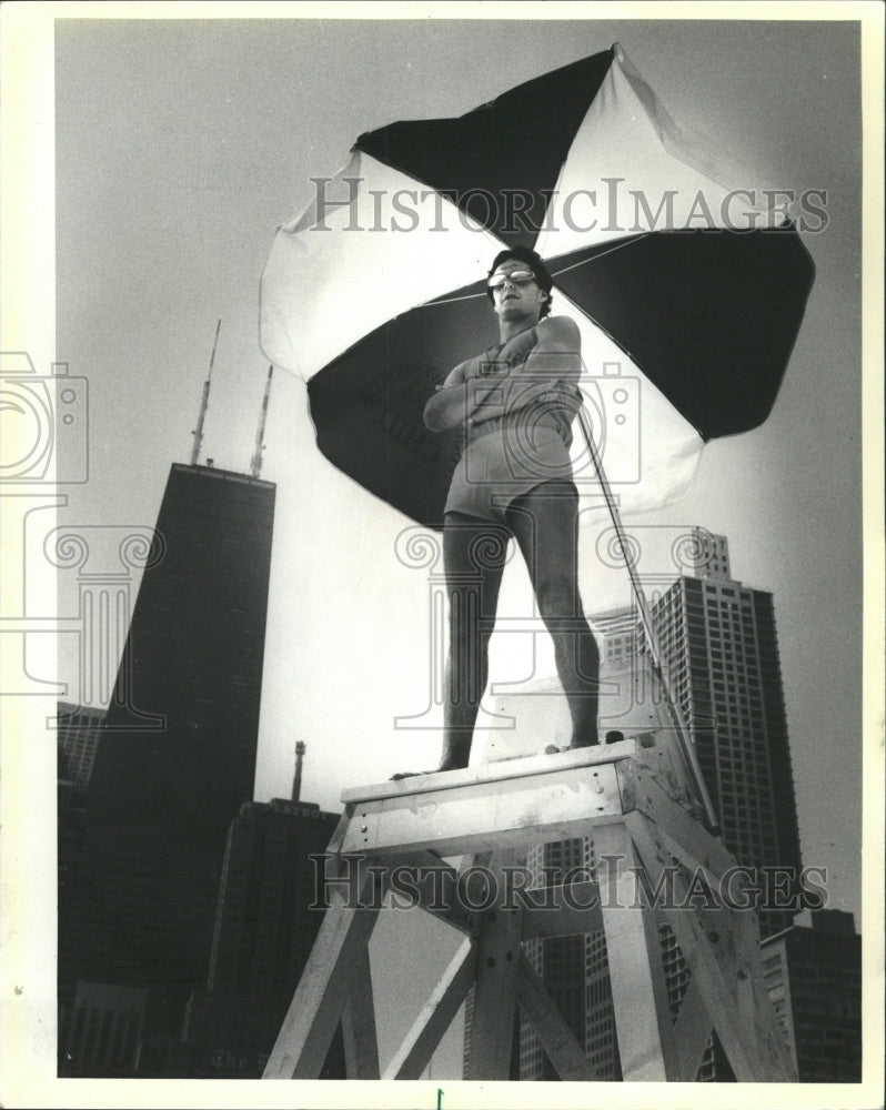 1955 Press Photo Lake Michigan Lifeguard - RRW44207 - Historic Images