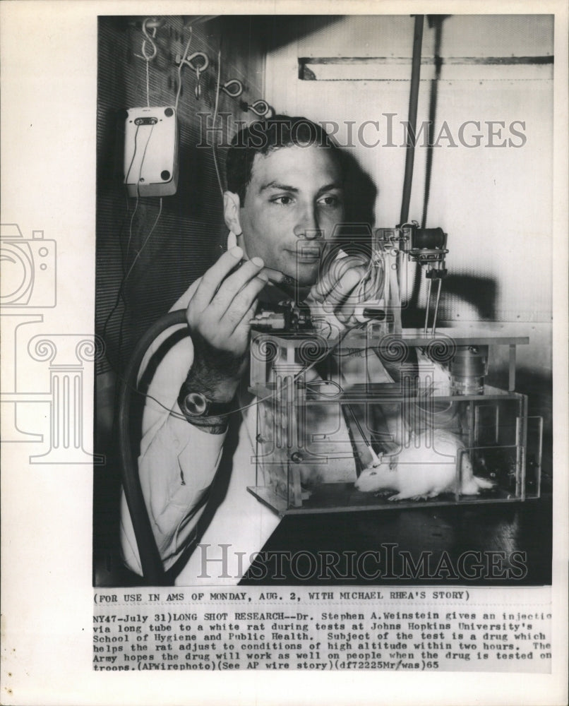1965 Press Photo Weinstein Rat Injection Johns Hopkins - RRW44277 - Historic Images