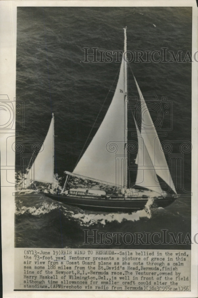 1956 Press Photo Yacht Venturer Sailing - RRW44909 - Historic Images