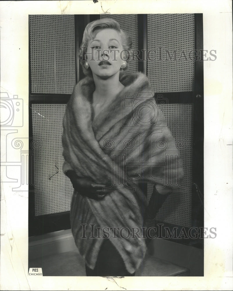 1955 Press Photo Shirley Bratcher Gold Mink Stole - RRW46287 - Historic Images