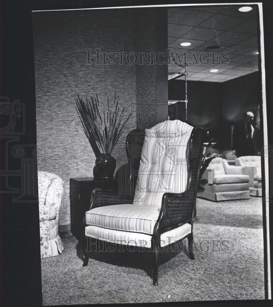 Press Photo Kaylyn Wing Chair Cane Arms Padded Back - RRW46417 - Historic Images