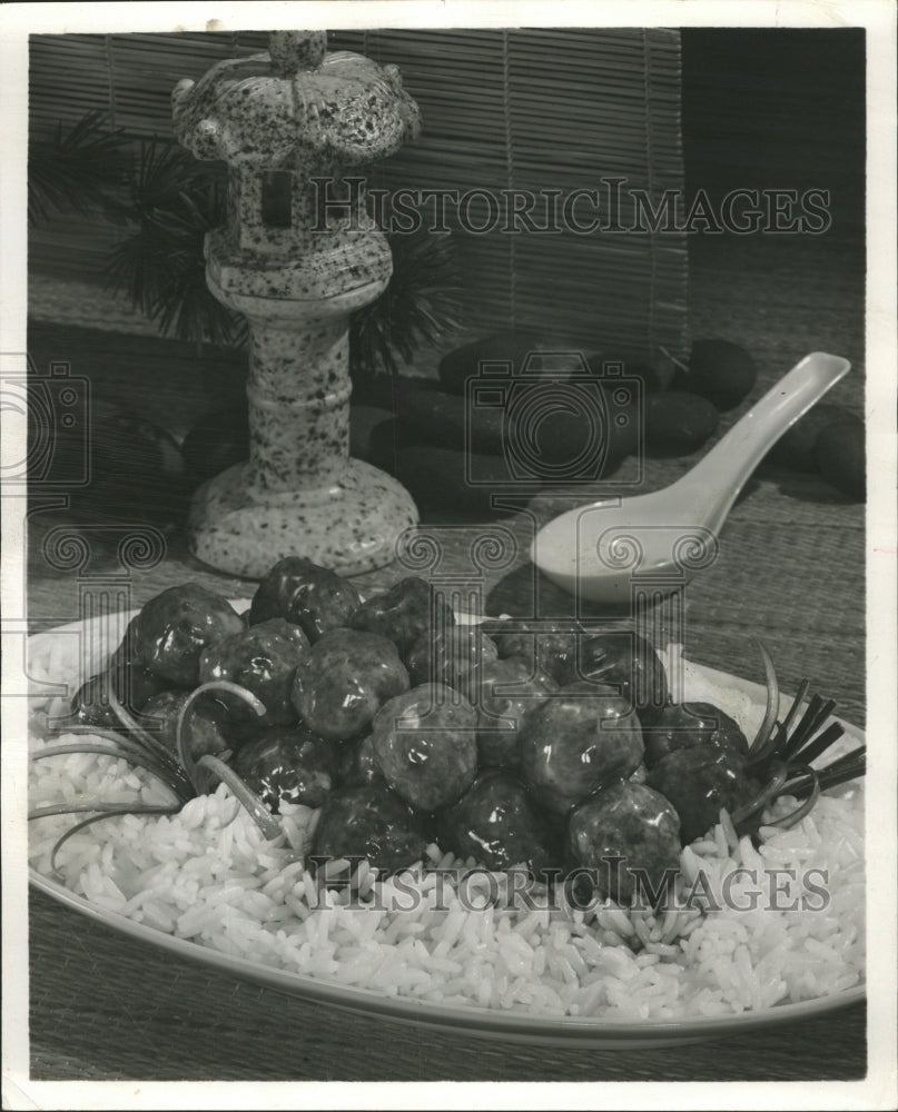 1967 Press Photo Meatballs Soy Sauce Mustard Ginger - RRW46531 - Historic Images