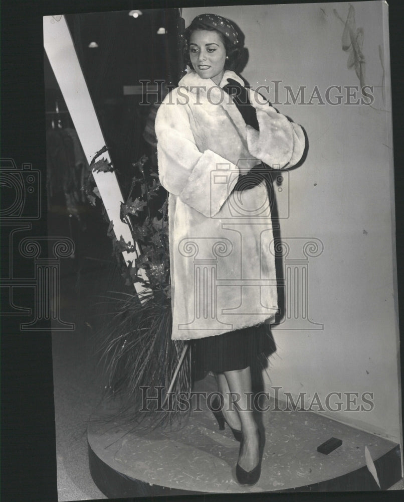 1955 Press Photo Seven-Eighths Blond Mouton Coat - RRW46627 - Historic Images