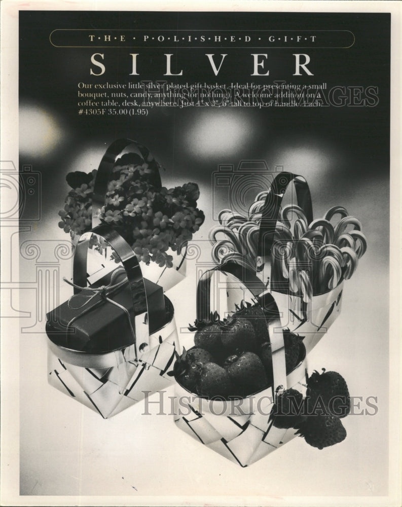 1980 Press Photo Silver Plated Gift Basket/Horchow Col. - RRW46937 - Historic Images