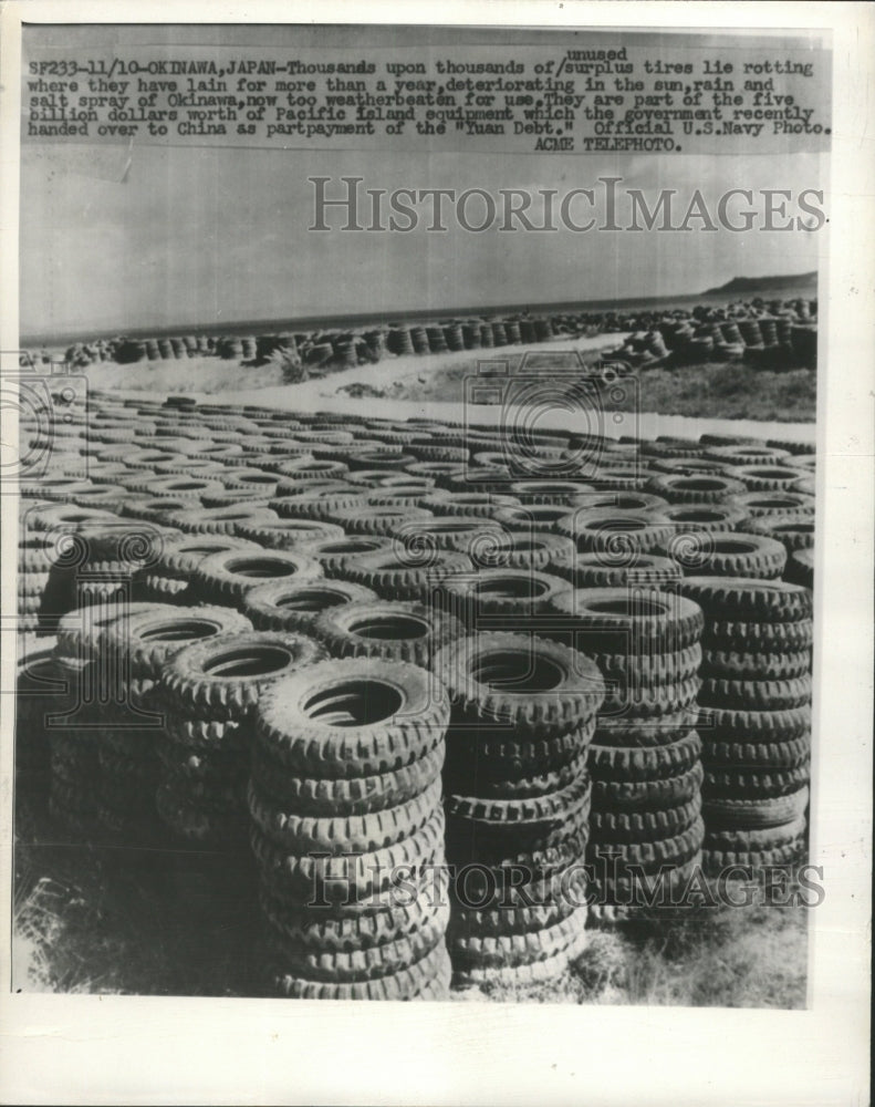 1946 Press Photo SURPLUS GOODS TIRES YUAN DEBT - RRW47827 - Historic Images