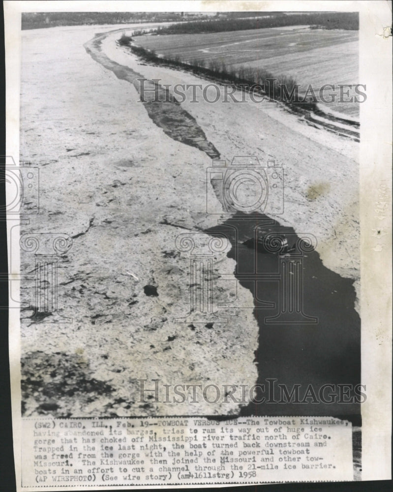 1958 Press Photo Towboat Kishwaukee Mississippi river - RRW48823 - Historic Images