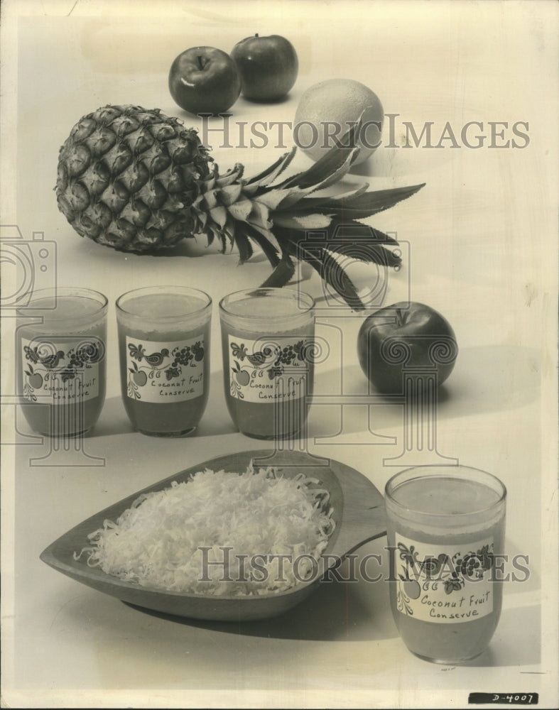 1957 Press Photo Pineapple Coconut orange jam apple - RRW48979 - Historic Images