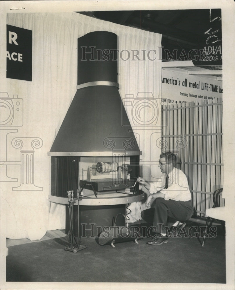 1958 Press Photo Fireplace Modern Living Exposition - RRW49605 - Historic Images