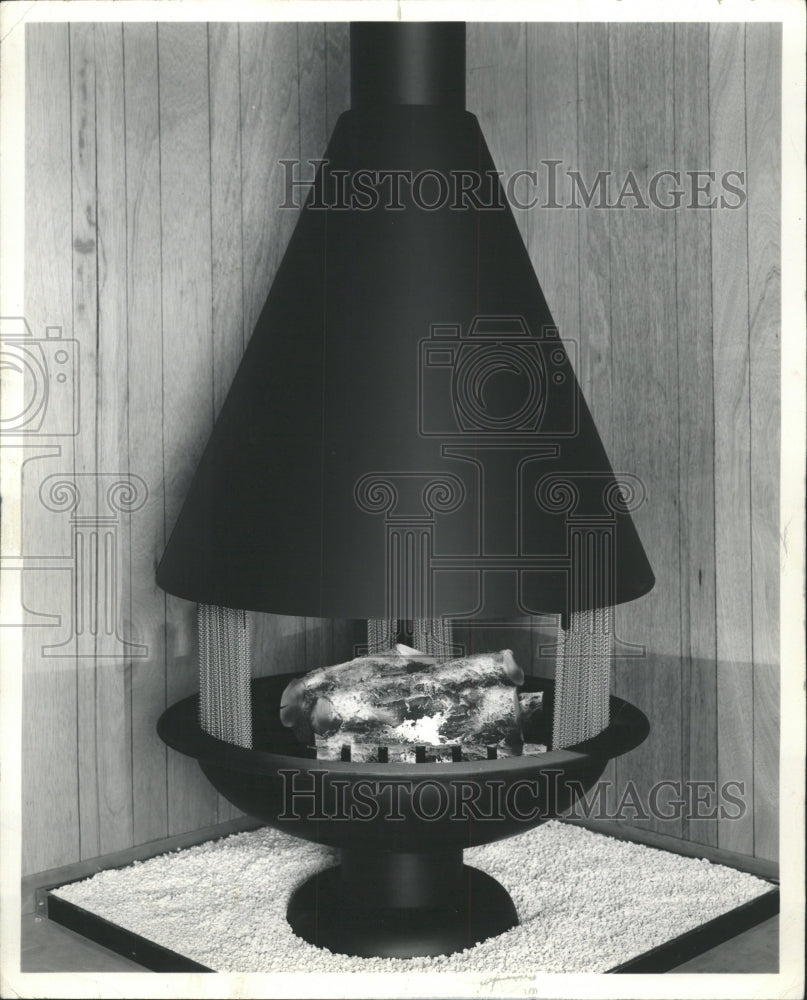 1964 Press Photo Heavy Steel Conical Hood Fireplace - RRW49633 - Historic Images