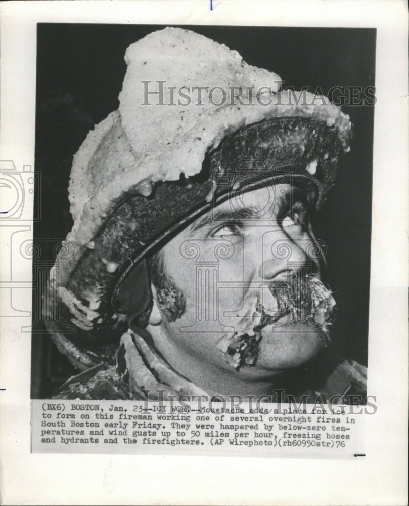 1976 Press Photo Mustache Fireman South Boston - RRW49663 - Historic Images