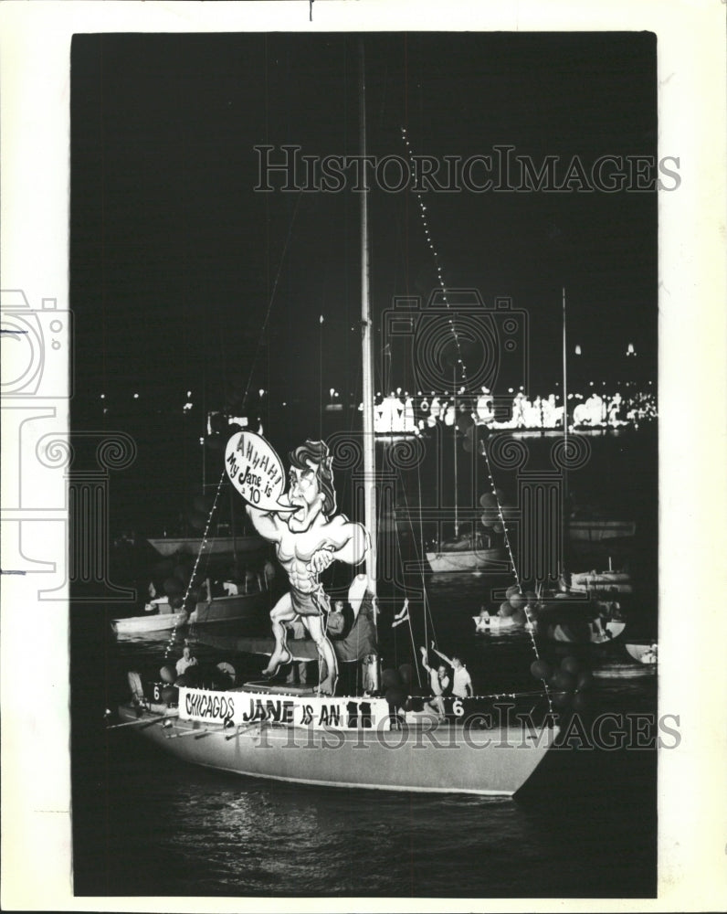 1981 Press Photo Lake front festival boat owner Tarzan - RRW49913 - Historic Images