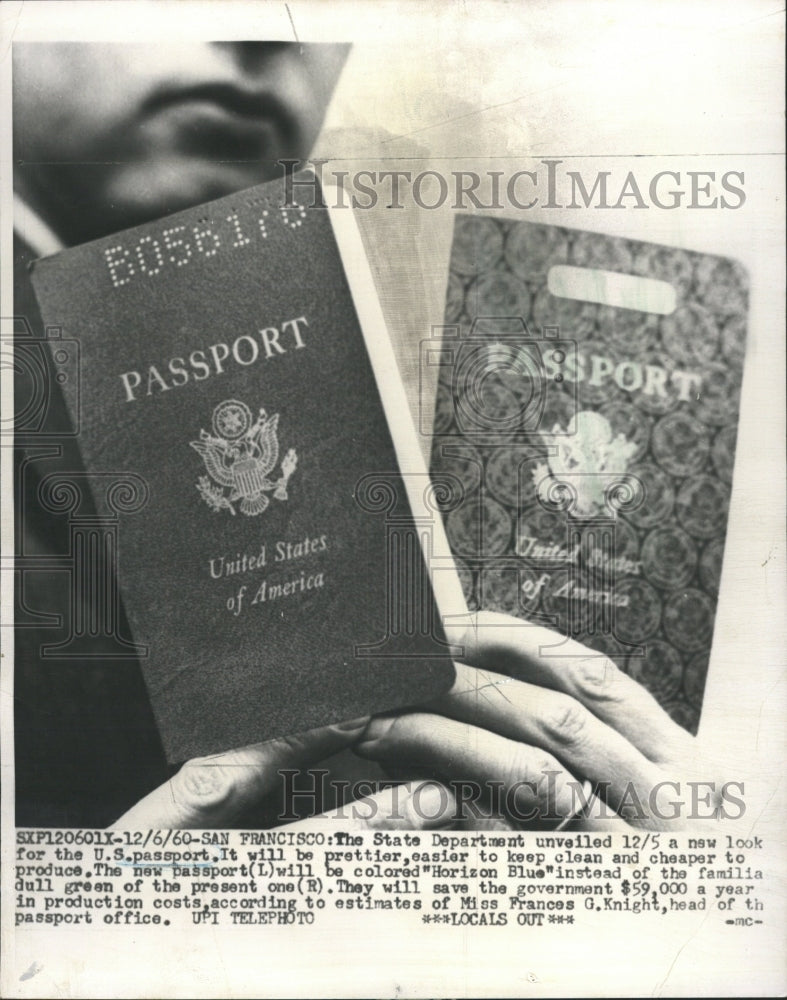 1960 Press Photo State Department Horizon Blue passport - RRW50369 - Historic Images