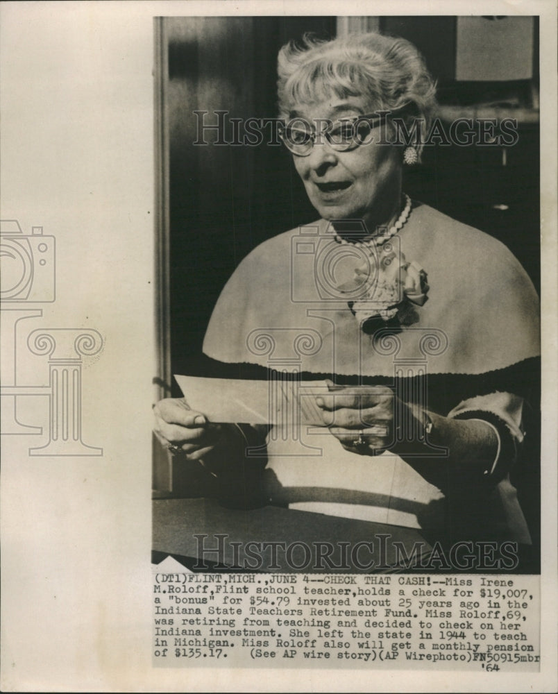 1964 Press Photo Miss Irene Rolof Flint School Teacher - RRW50393 - Historic Images