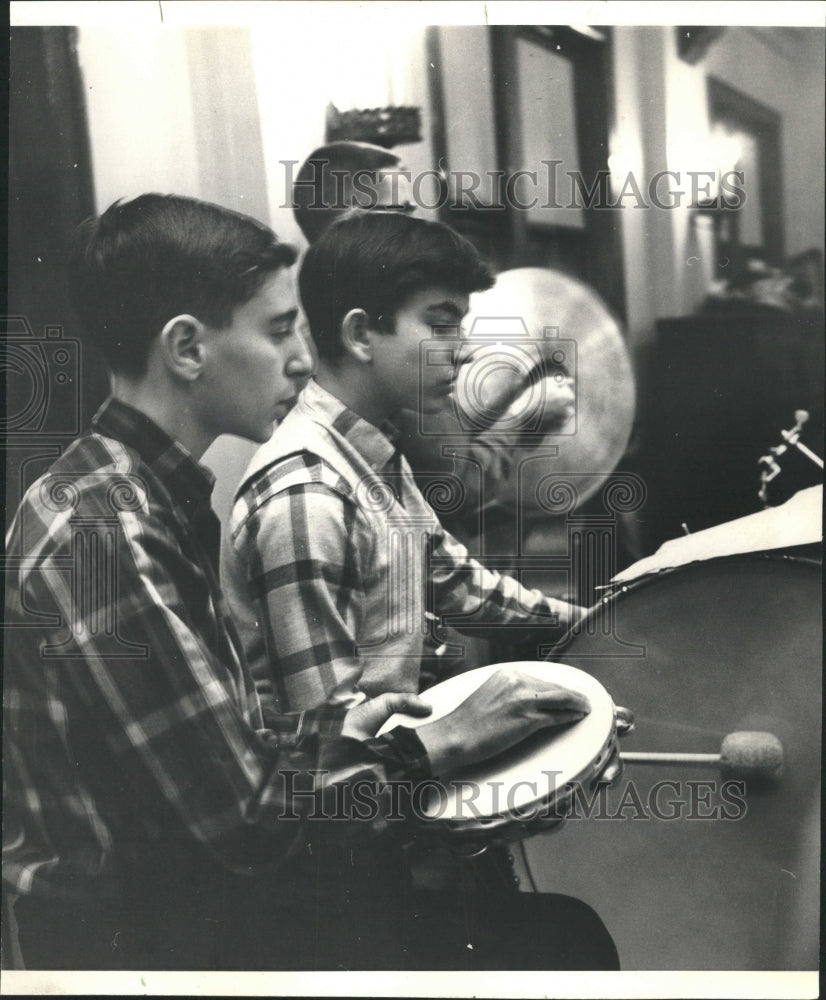 1966 Press Photo Young Percussionist Cymbals Drum bass - RRW50439 - Historic Images