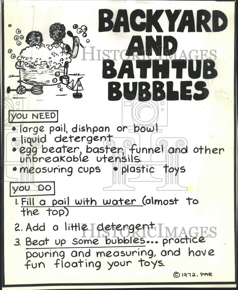 1972 Press Photo Children&#39;s Bubbles Recipe - RRW50597 - Historic Images