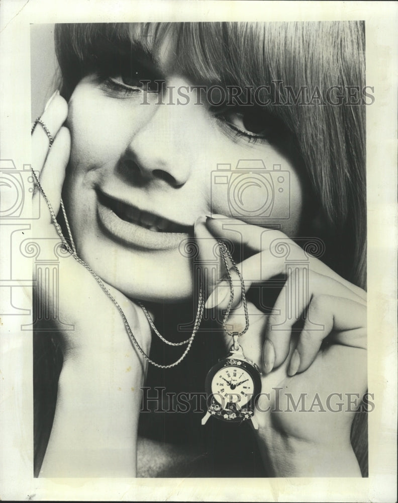 1967 Press Photo Model Wearing Pendant Watch - RRW51349 - Historic Images