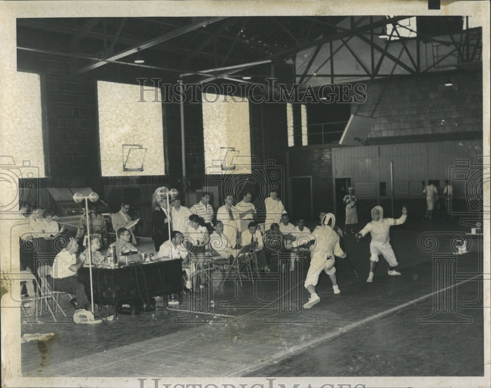 1959 Press Photo Pan American Games Fencing Match - RRW52037 - Historic Images