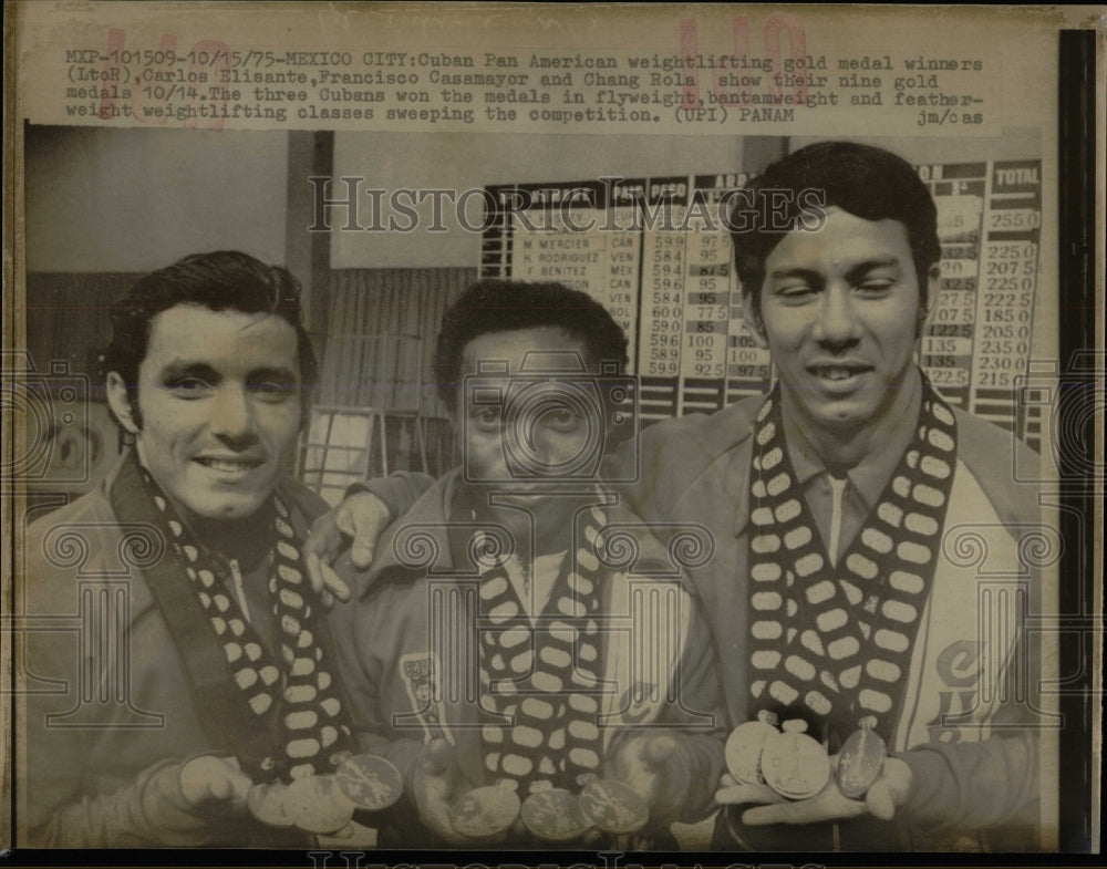 1975 Press Photo Cuban Pan Am Weight lifters - RRW52127 - Historic Images