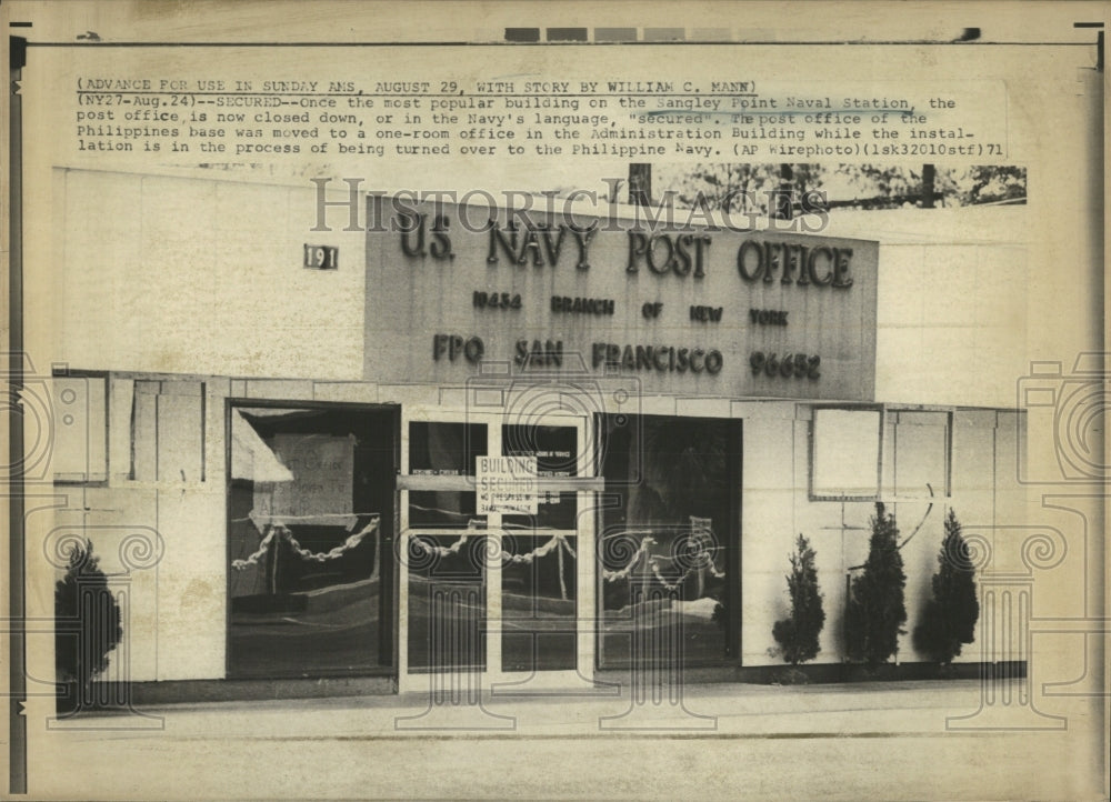 1971 Press Photo Sangley Naval Station Post Office Down - RRW52347 - Historic Images