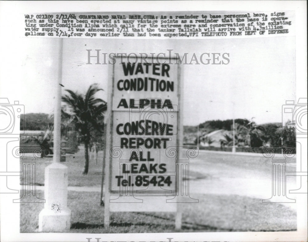 1964 Press Photo Guantanamo Water Condition Alpha Sign - RRW52355 - Historic Images