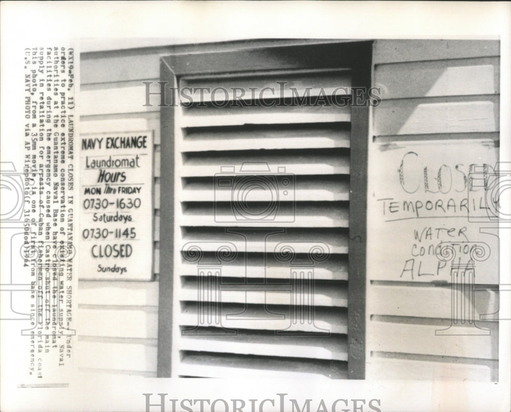 1964 Press Photo Guantanamo Laundromat Closed Water - RRW52357 - Historic Images