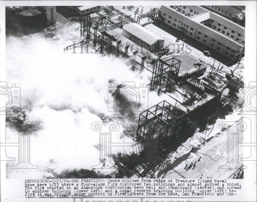 1956 Press Photo Treasure Island Naval Base Fire Smoke - RRW52377 - Historic Images