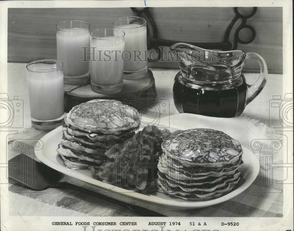 1975 Press Photo Pancakes Bacon Orange Juice - RRW52531 - Historic Images