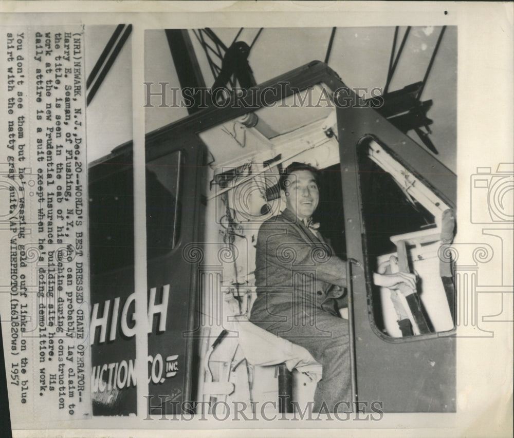 1957 Press Photo Crane Operator Harry E Seaman - RRW53195 - Historic Images