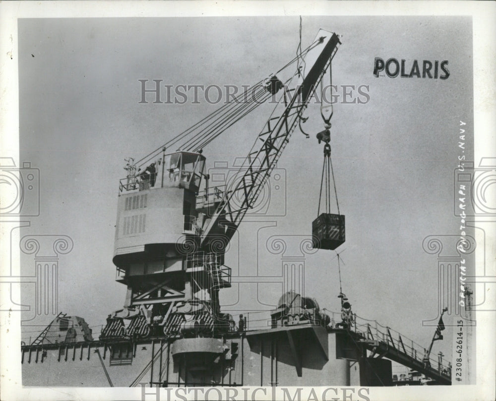 1965 Press Photo Cranes for Navy&#39;s Polaris missiles - RRW53221 - Historic Images