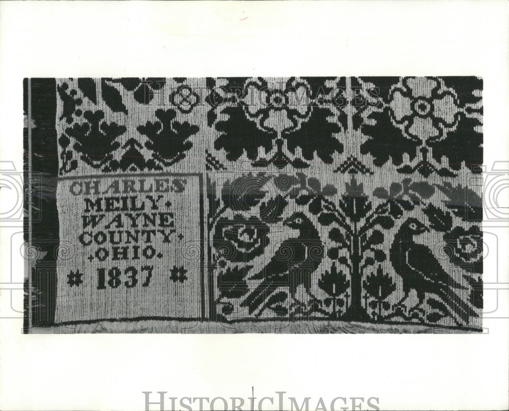 1973 Press Photo 1837 woven coverlet - RRW53237 - Historic Images