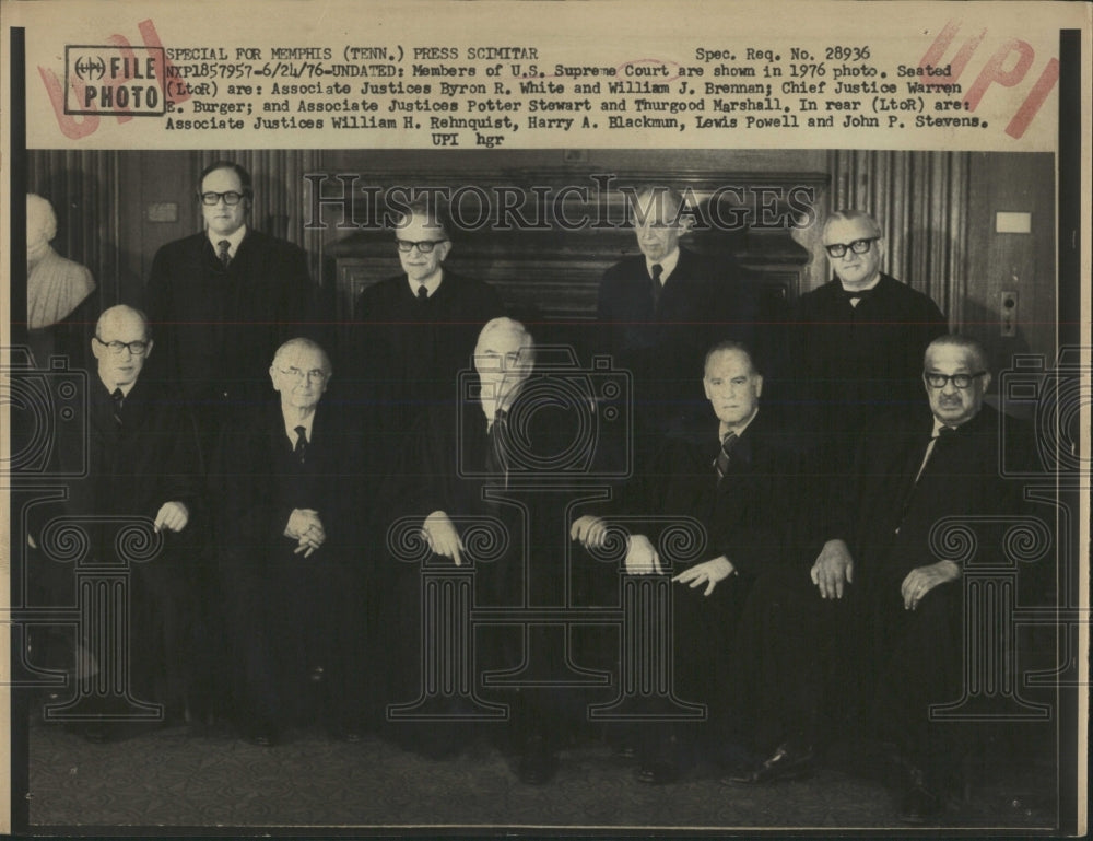 1976 Press Photo Members of the U. S. Supreme Court - RRW53283 - Historic Images