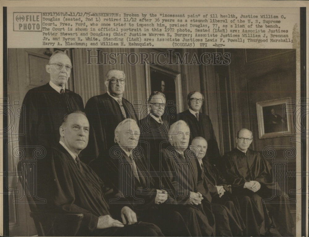 1975 Press Photo Supreme Court Justices Douglas Retires - RRW53287 - Historic Images