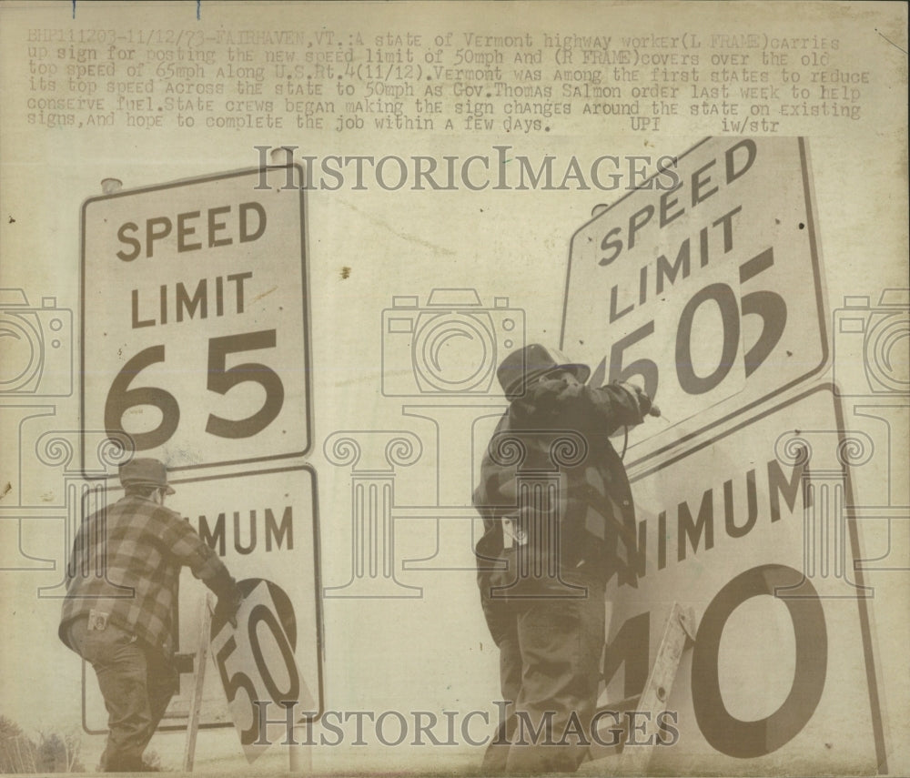 1973 Press Photo Vermont Highway Speed Limit Reduced - RRW53909 - Historic Images