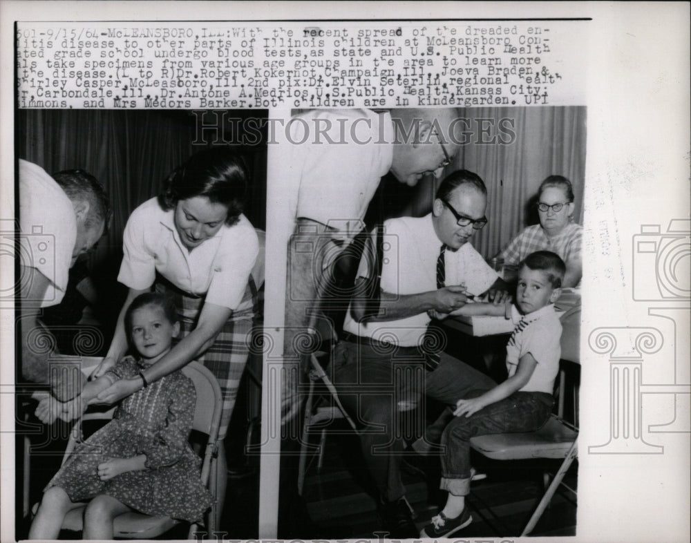 1964 Press Photo Children Getting Blood Tests Disease - RRW53943 - Historic Images