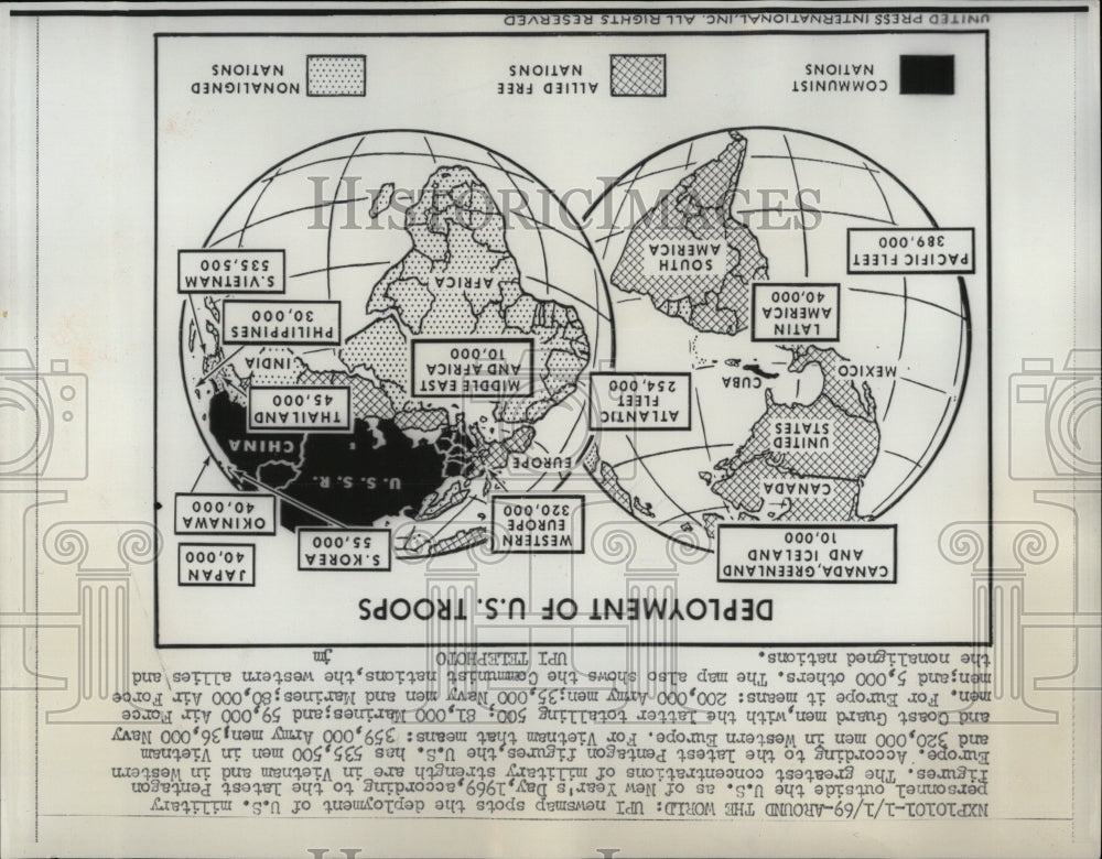 1969 Press Photo UPI News Map Sport Deployment Troops - RRW55823 - Historic Images