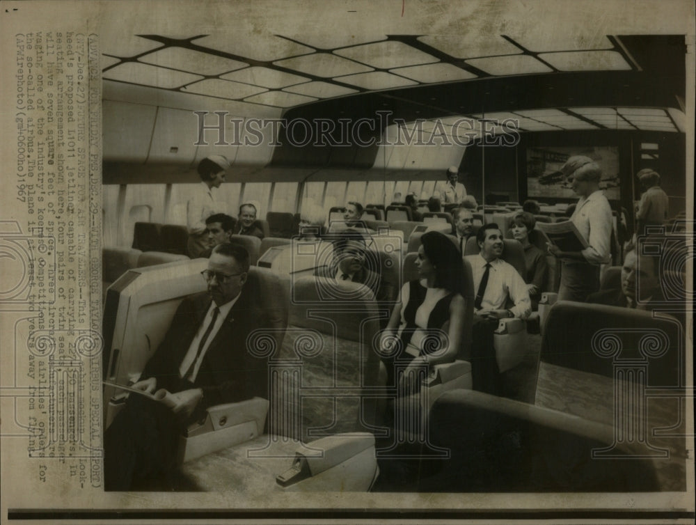 1967 Press Photo Mockup Cabin of L1011 Lockheed Jet - RRW56655 - Historic Images