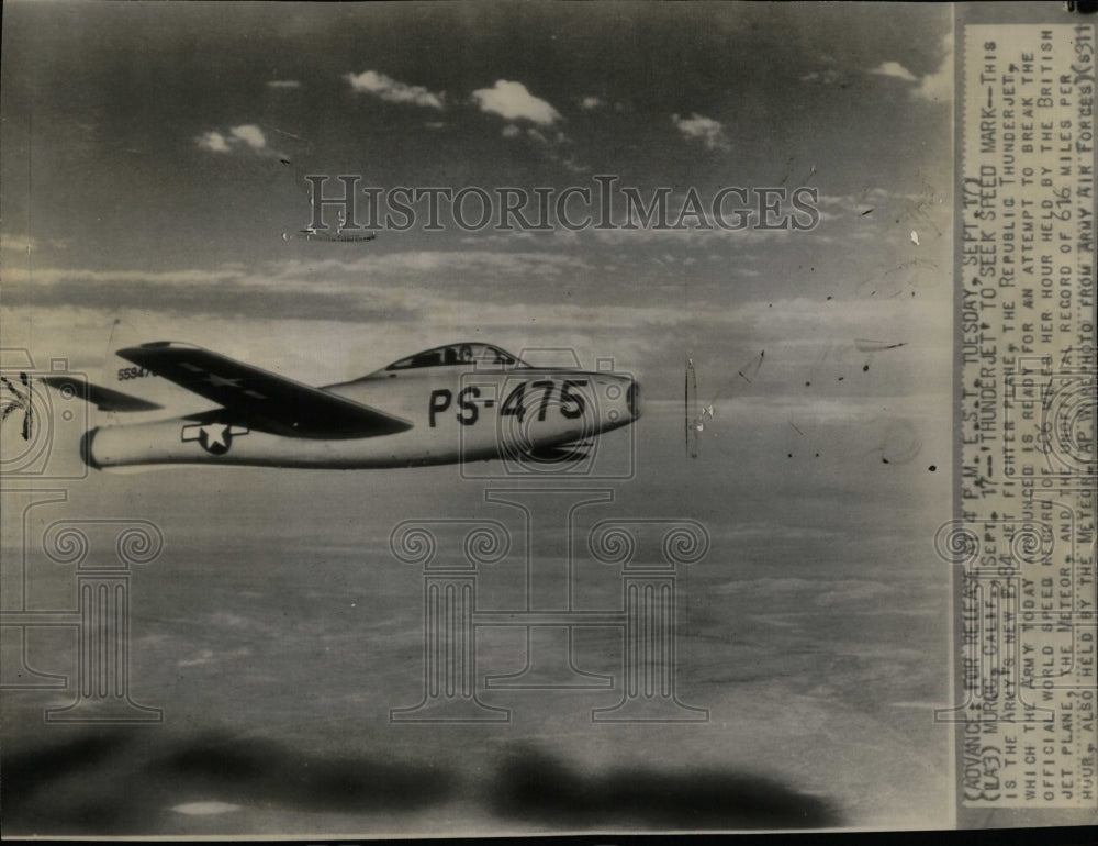 1946 Press Photo E-84 Jet Fighter Republic Thunderjet - RRW56667 - Historic Images