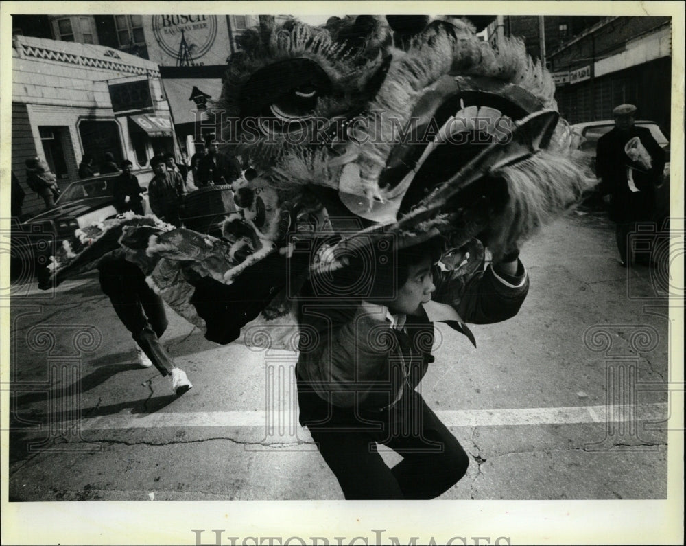 1986 Press Photo Chinese New Year Dragon In Chicago - RRW56821 - Historic Images