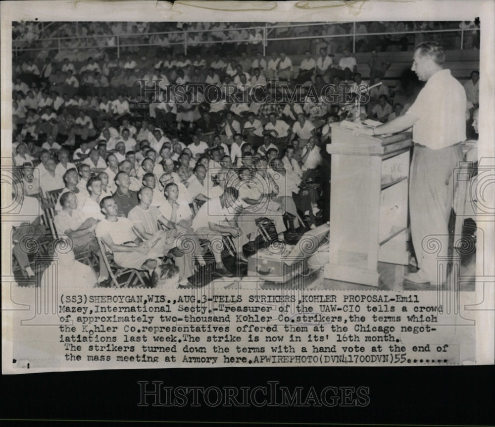 1955 Press Photo Emil Mazey UAW-CIO Kohler Strike - RRW57061 - Historic Images