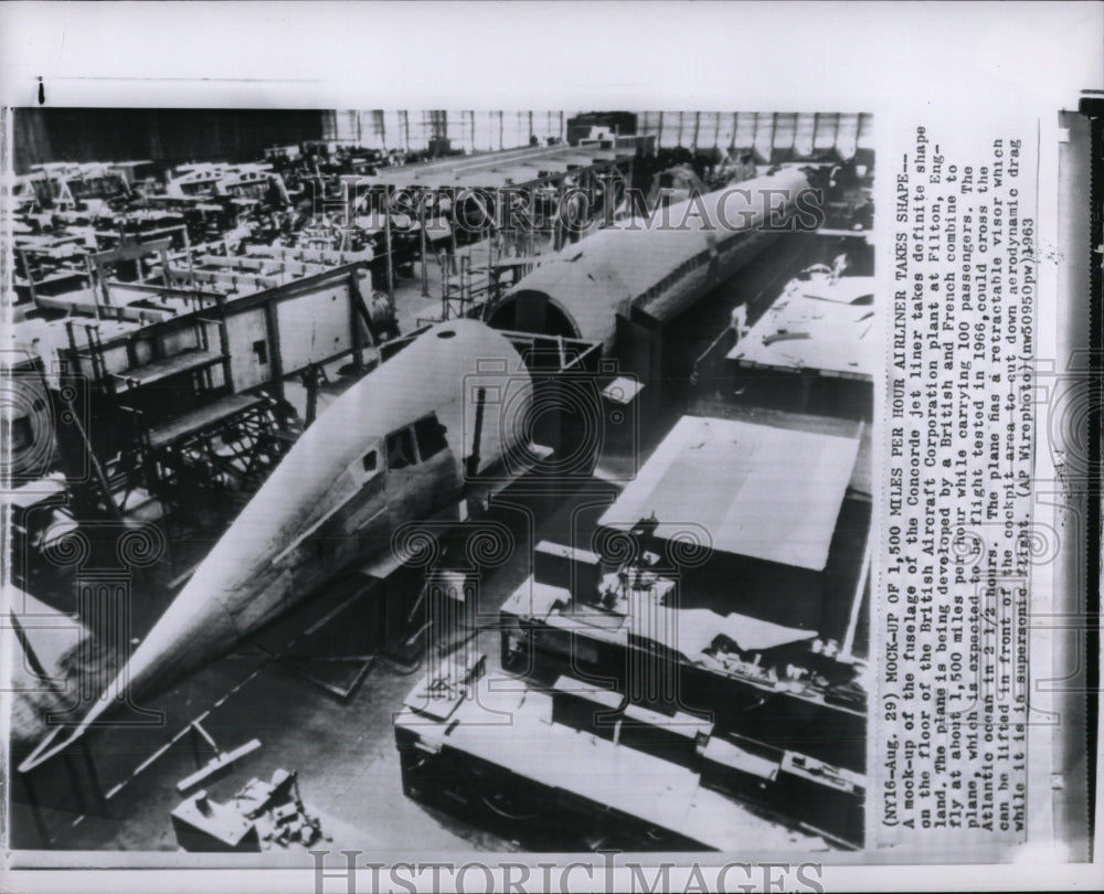 1963 Press Photo fuselage Concorde jet liner British - RRW57407 - Historic Images