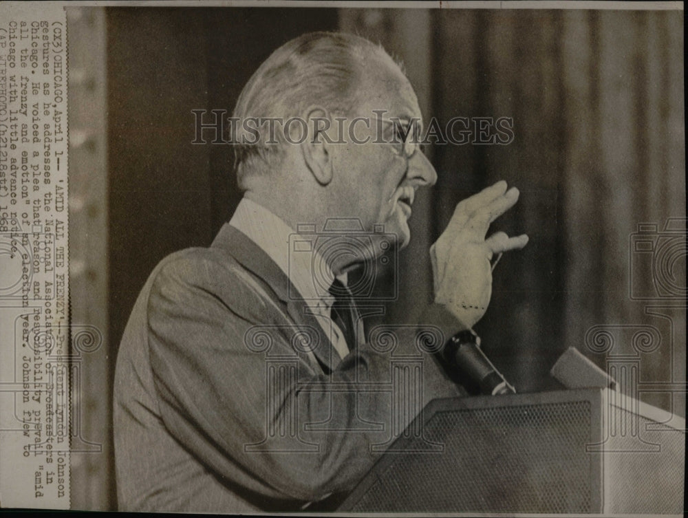1968 Press Photo President Lyndon B. Johnson Speaks - RRW57531 - Historic Images