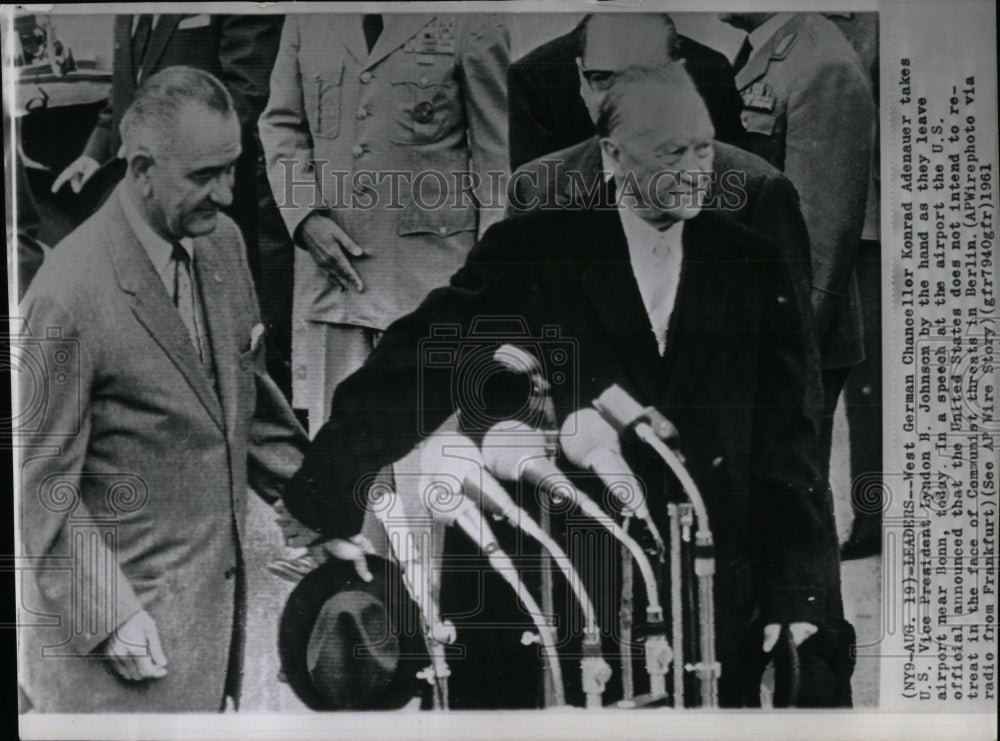 1961 Press Photo West German Chancellor Konrad Adenauer - RRW57591 - Historic Images