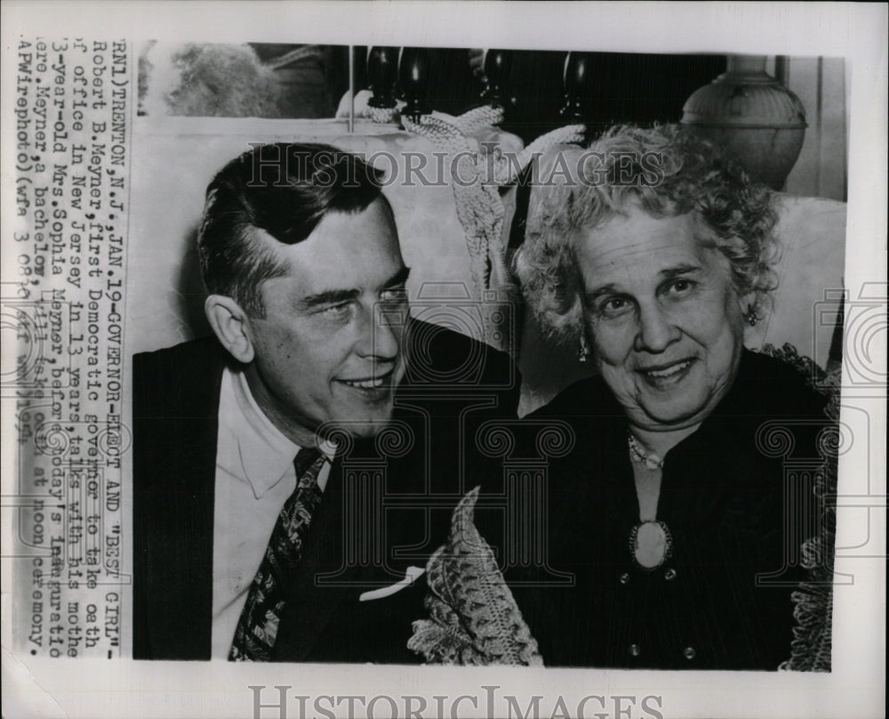 1954 Press Photo Robert Meyner Mrs Sophia New Jersey - RRW57601 - Historic Images
